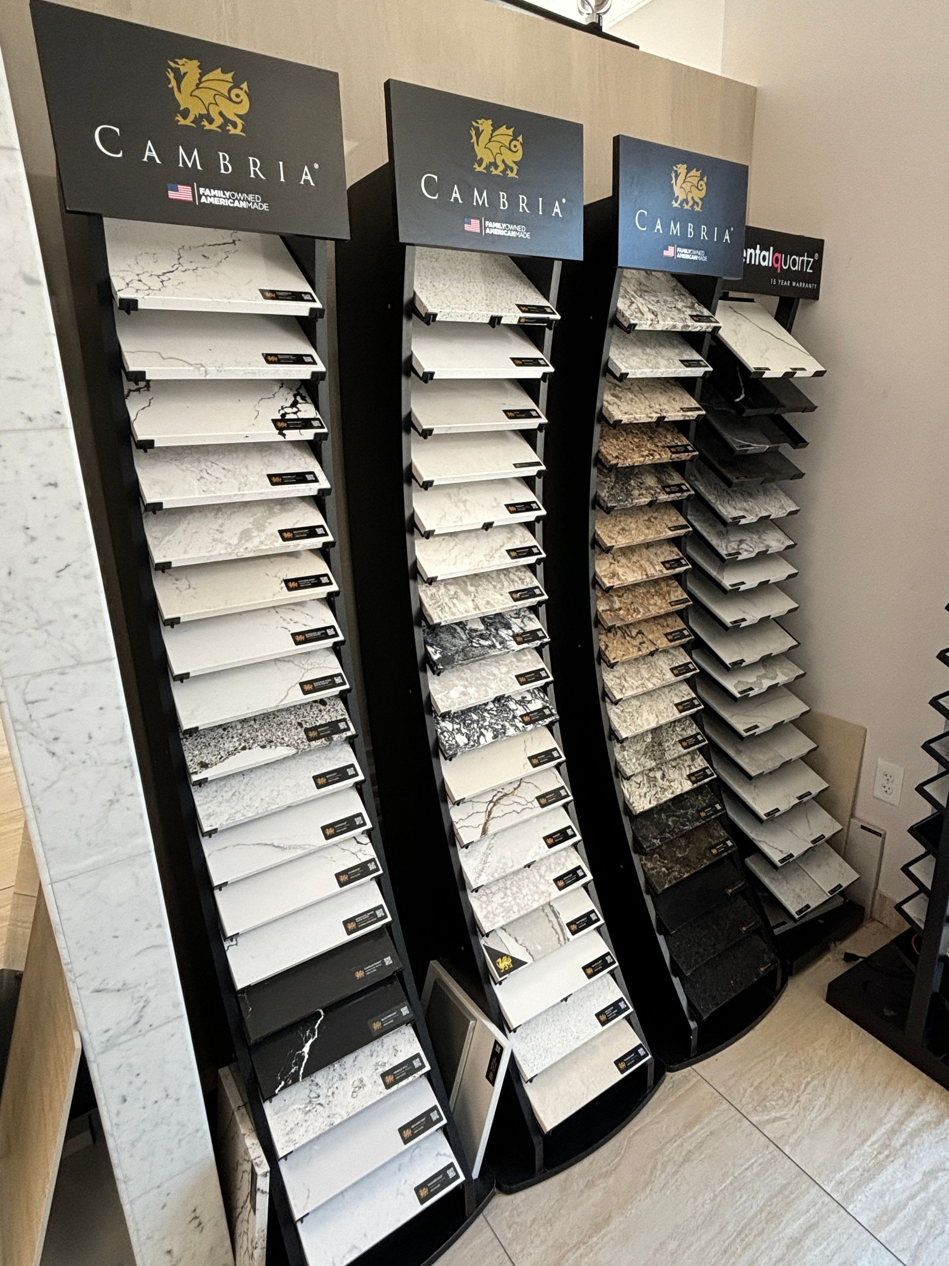 A display of different types of tiles in a store.