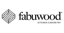 The logo for fabulood kitchen cabinetry is black and white.