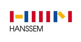 A colorful logo for hanssem on a white background.