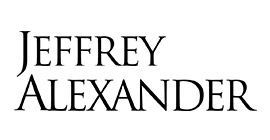 A black and white logo for jeffrey alexander on a white background.