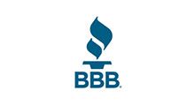 BBB logo with blue torch flame and letters on white background