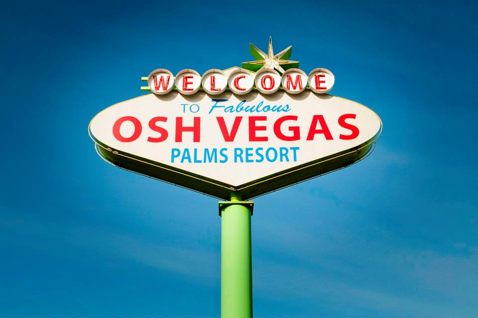 A sign that says welcome to fabulous osh vegas palms resort