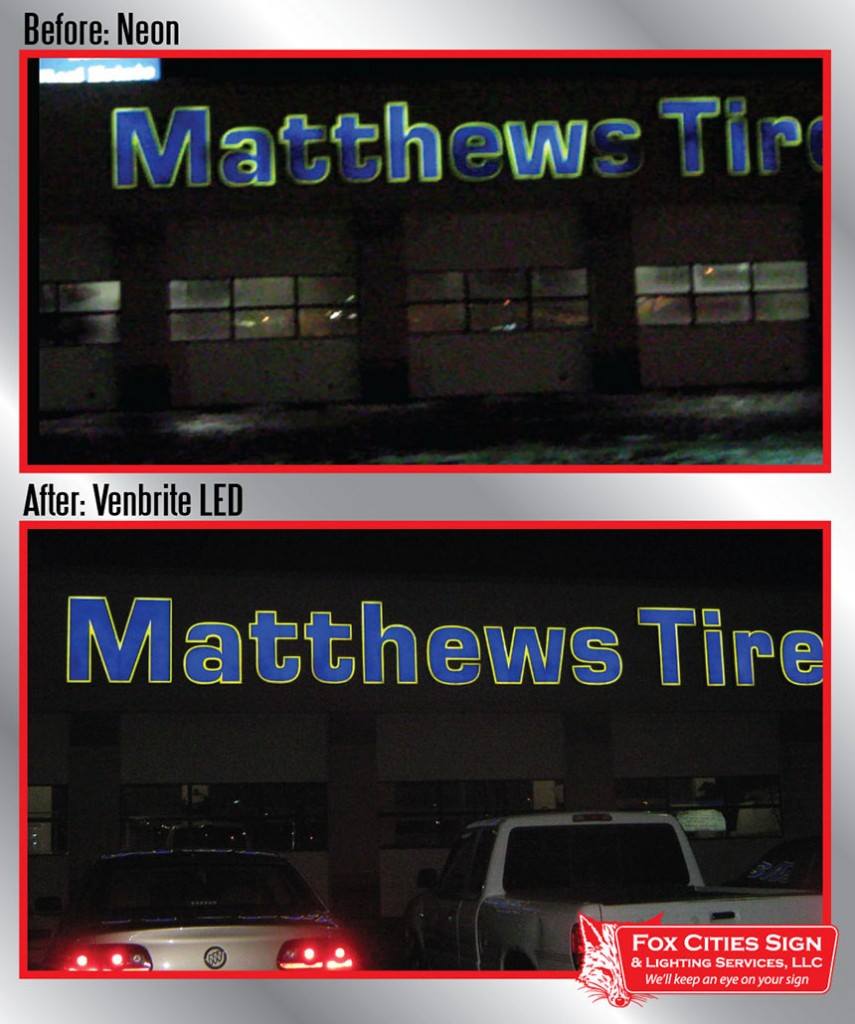 A before and after photo of matthew 's tire