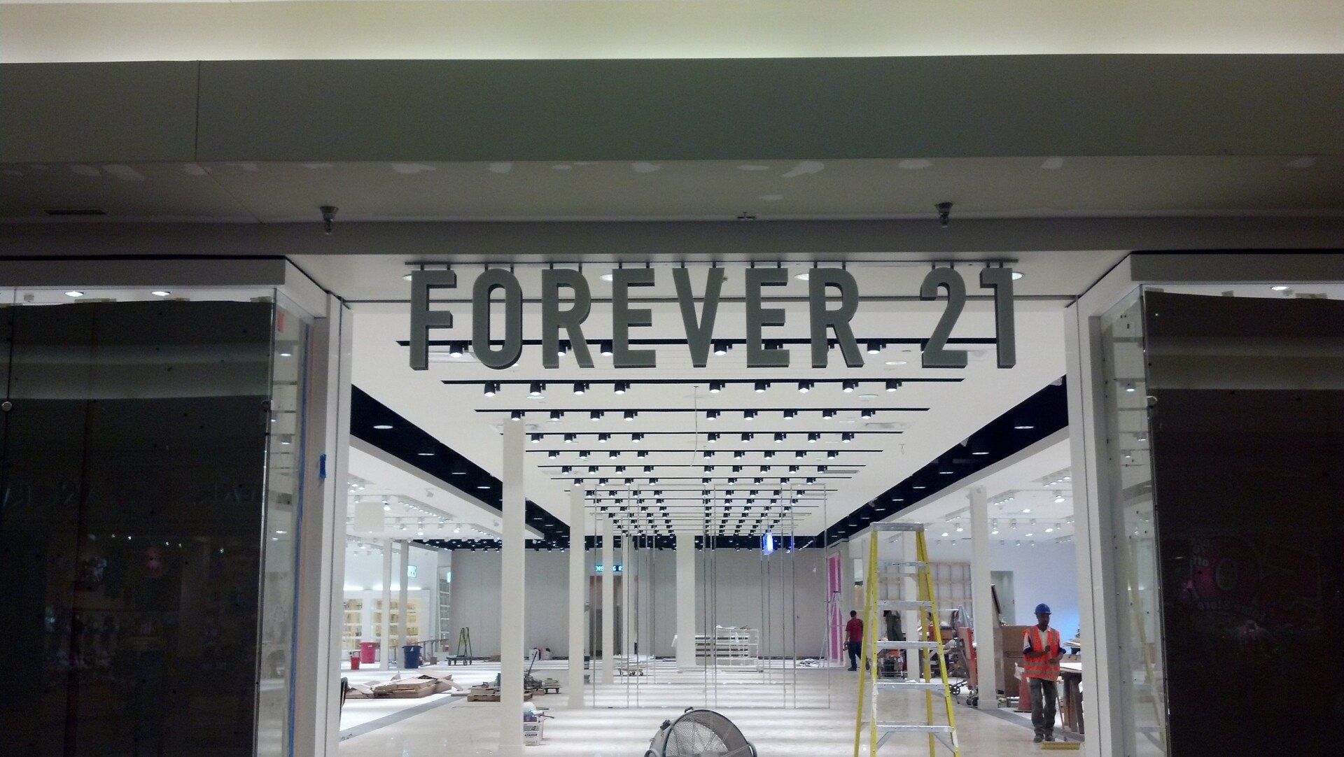 The inside of a forever 21 store under construction