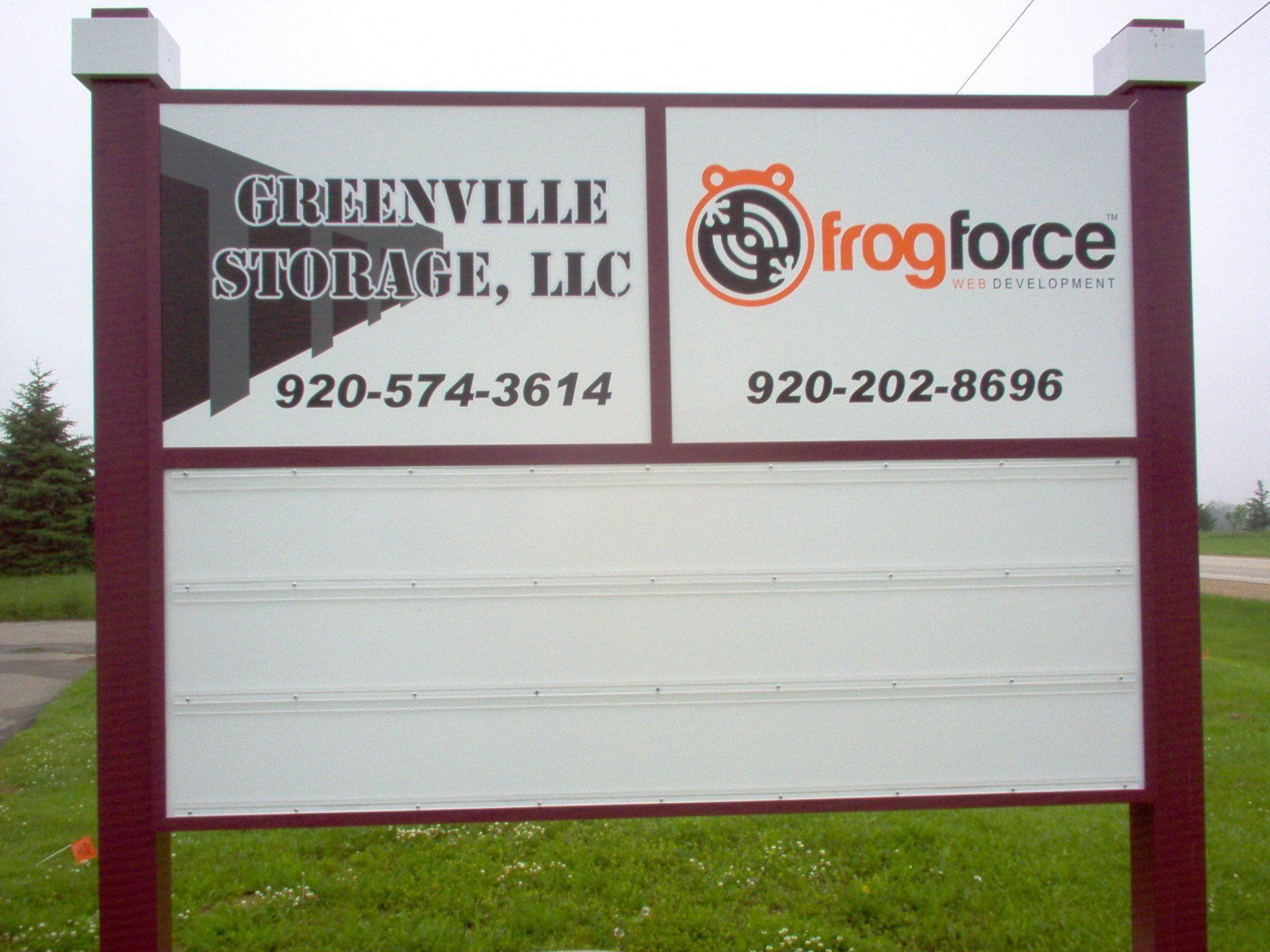 A sign that says greenville storage llc on it