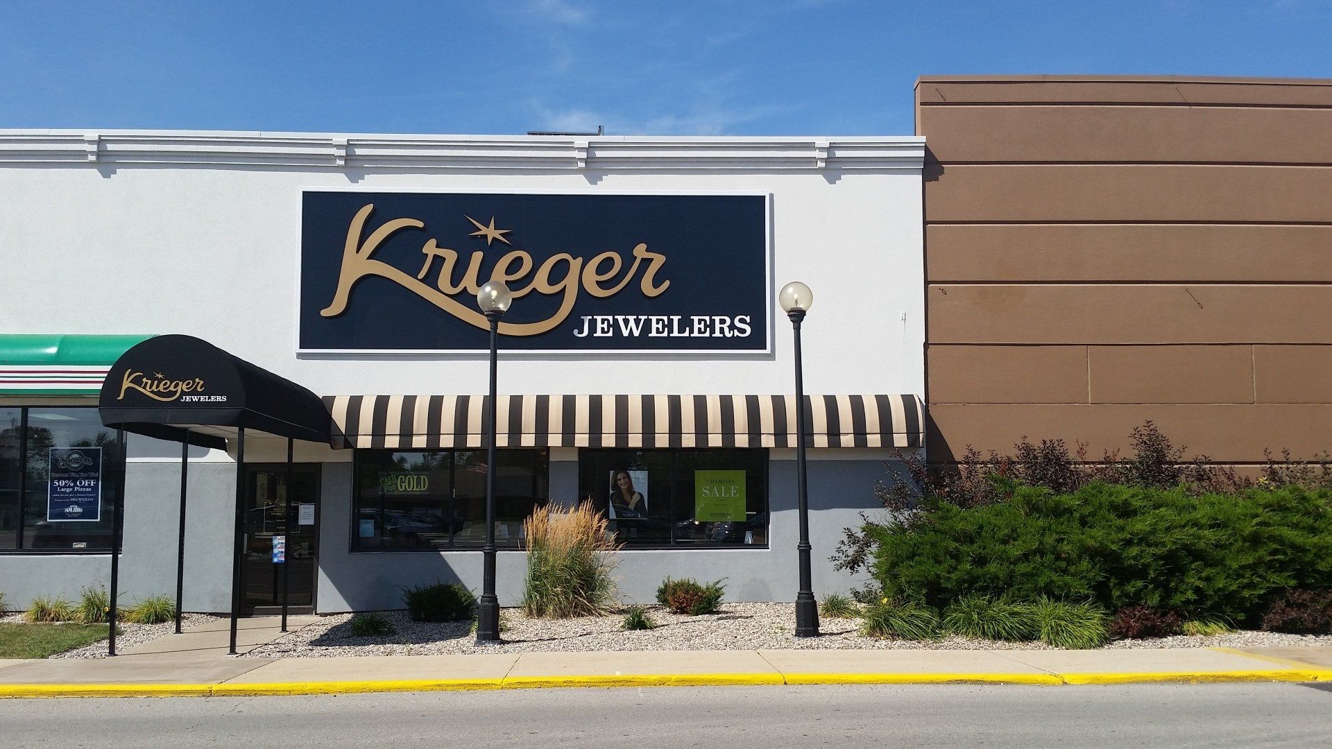 A building with a sign that says krieger on it