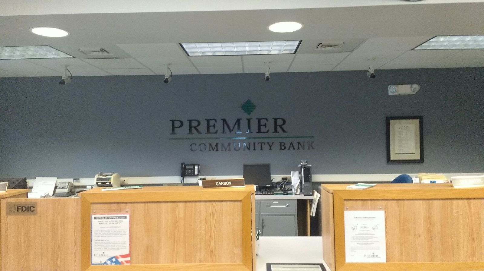 The inside of a premier community bank