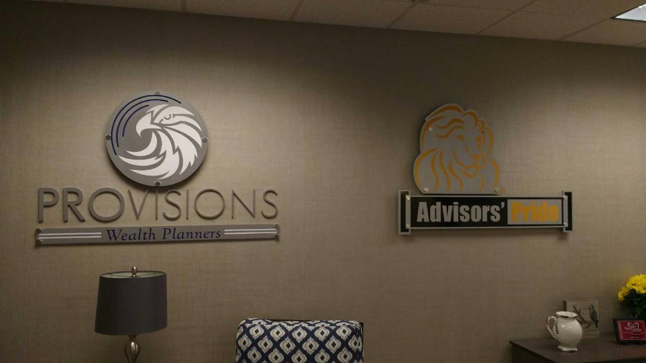 There is a sign on the wall that says provisions and advisors.