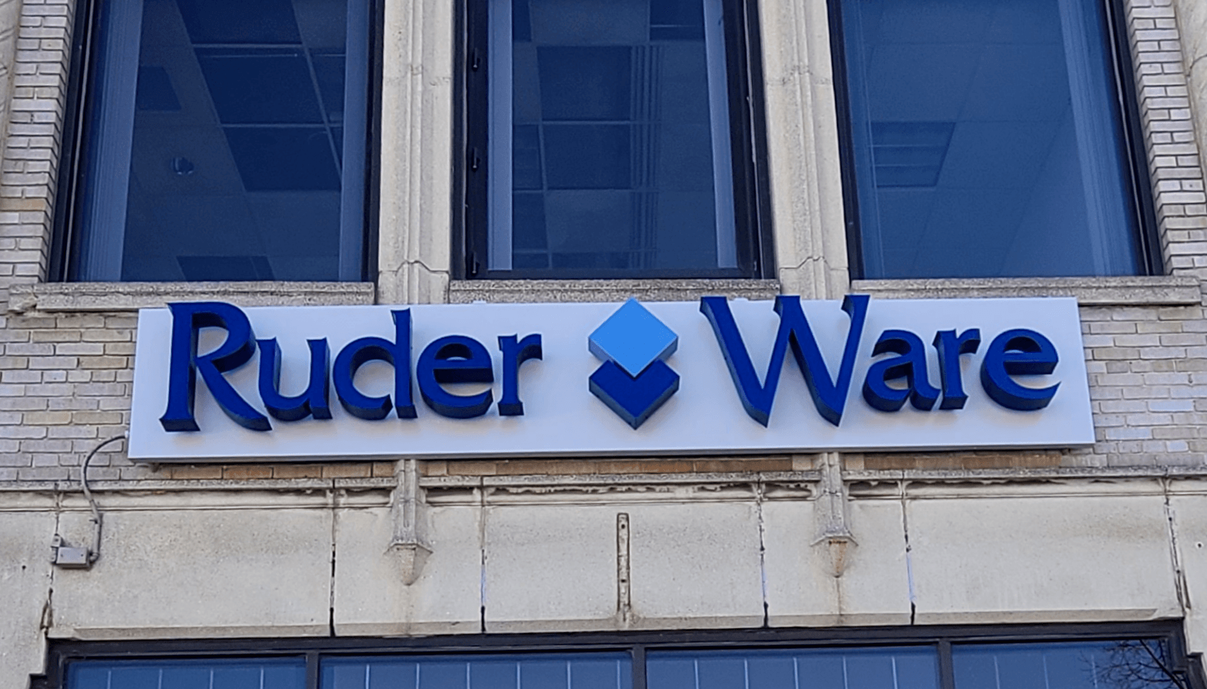 A building with a sign that says ruder ware on it