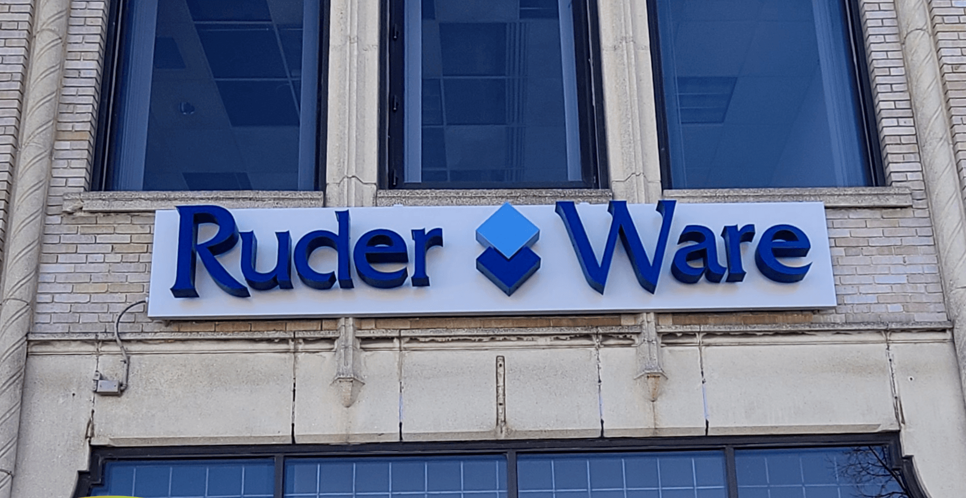 A building with a sign that says ruder ware on it