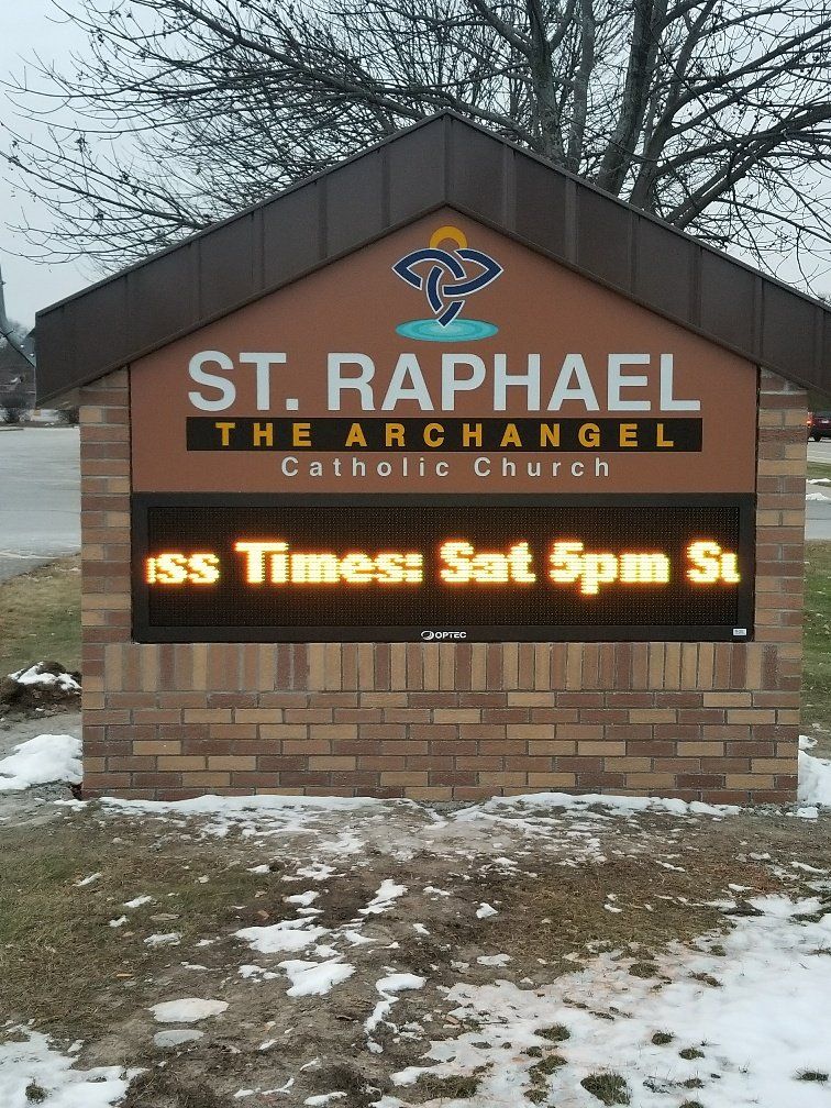 A sign for st. raphael the archangel catholic church