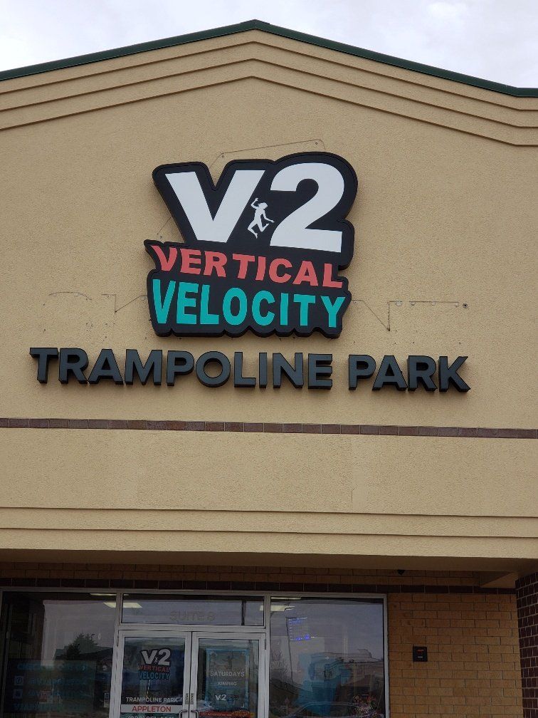 A sign for v2 vertical velocity trampoline park