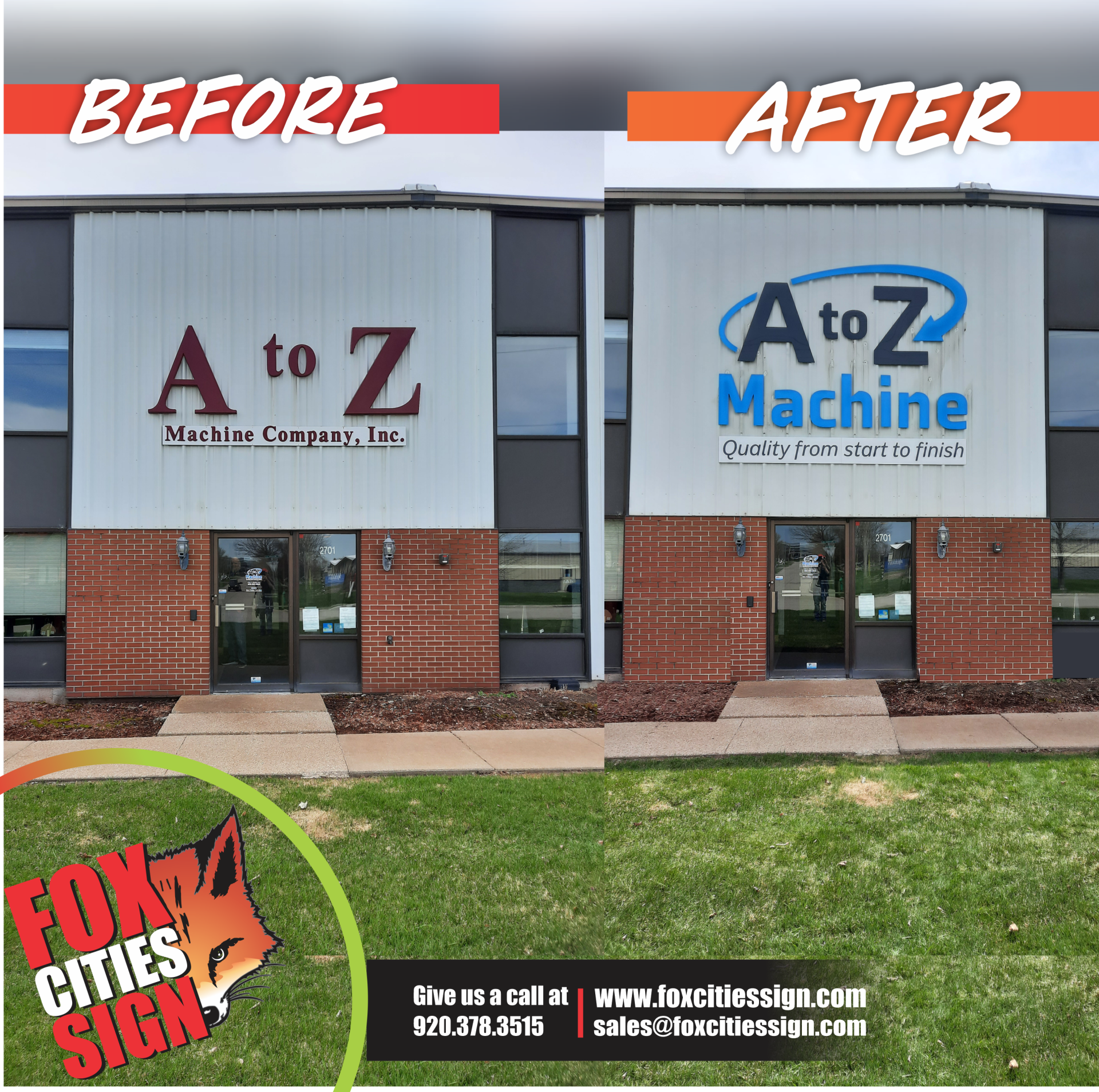 A before and after picture of a machine company