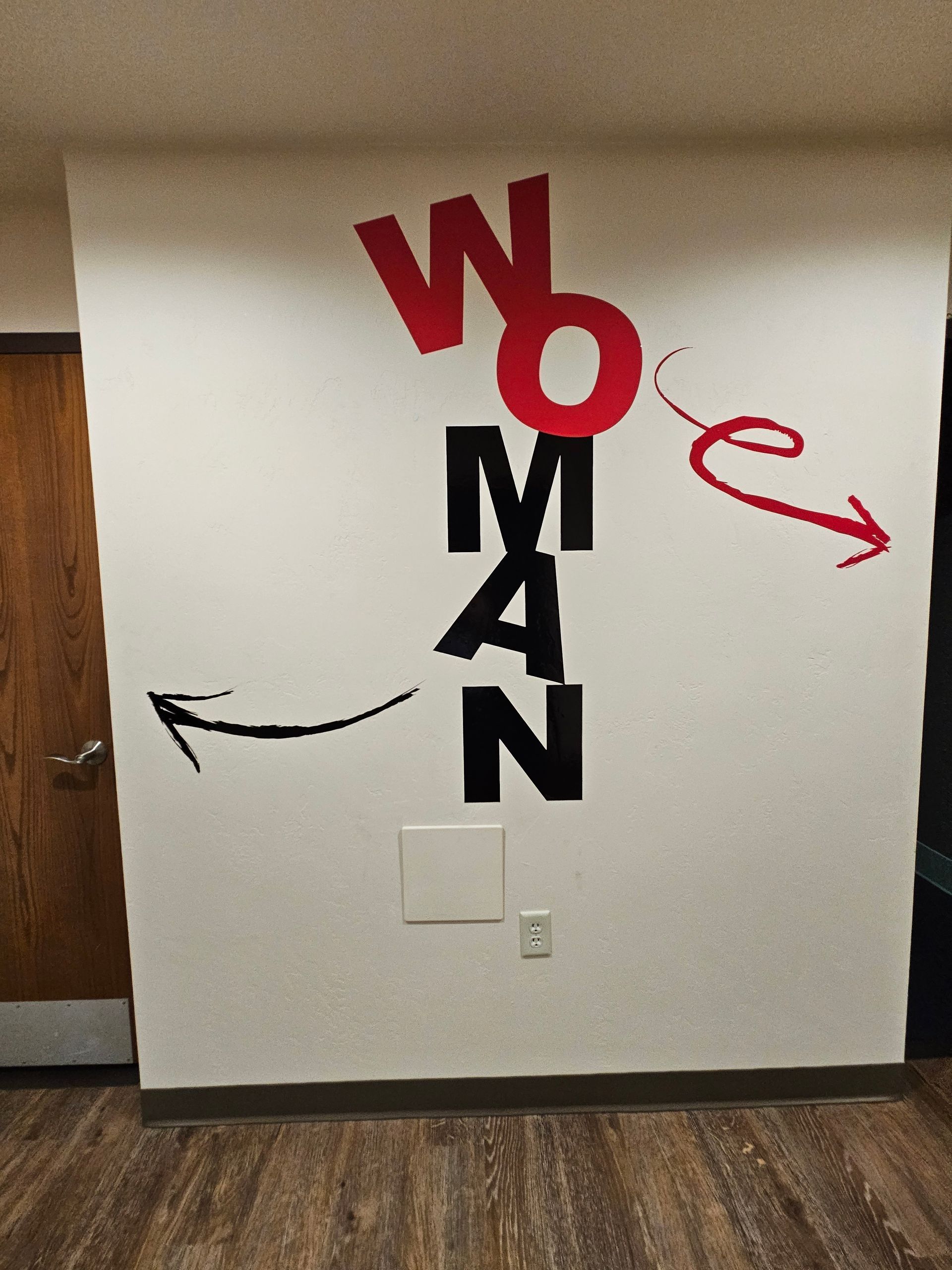 White wall with the word