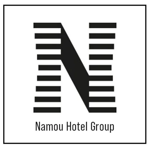 Namou Hotel Group logo with a black striped N on a white background