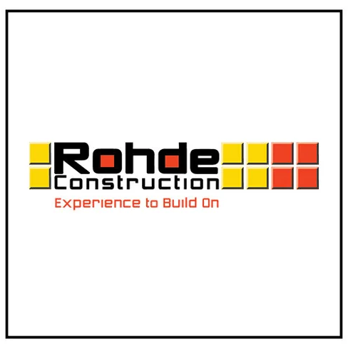 Rohde Construction logo with yellow, black, and red blocks on a white background