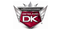 Detail King DK logo with silver wings and a red shield on a white background