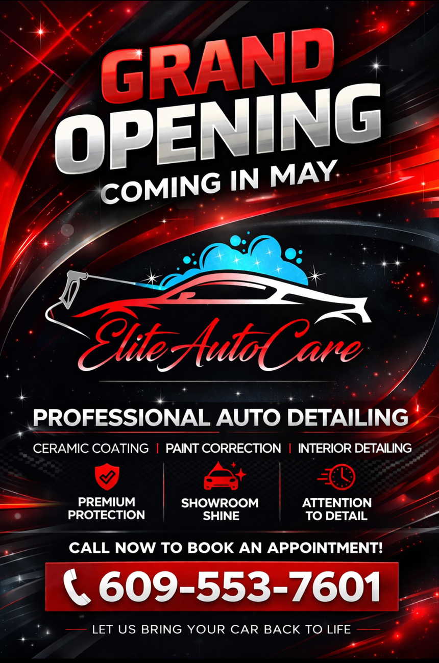 Grand opening flyer for Elite Auto Care