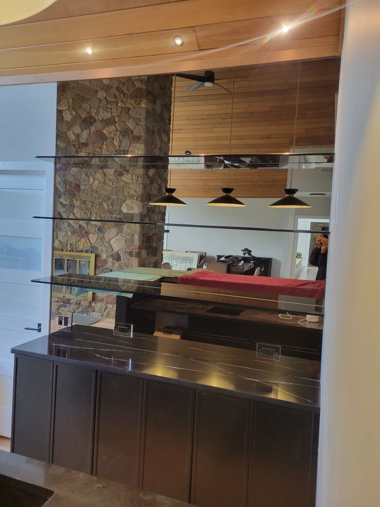 Custom glass shelves