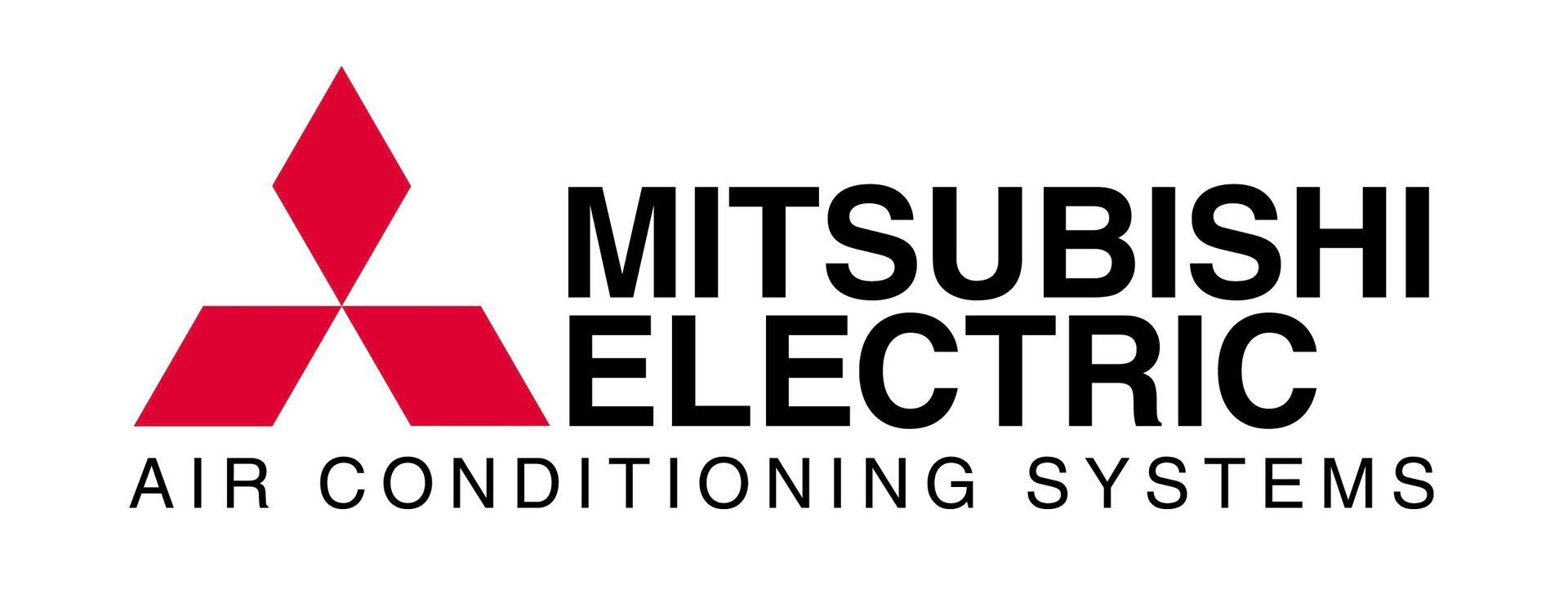 Mitsubishi Electric Air Conditioning Systems logo with red emblem and black text on white background