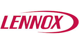 Lennox logo in red italic text with a red oval swoosh on a white background