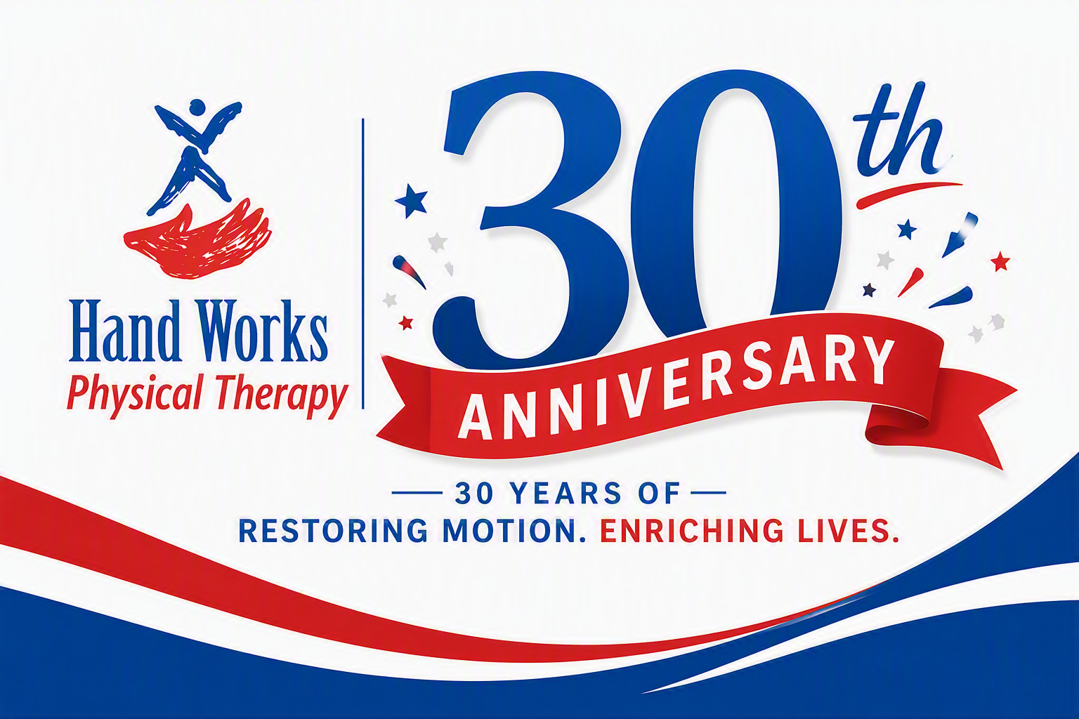 Hand Works Physical Therapy 30th anniversary banner