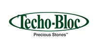 Dark green Techo-Bloc logo with the tagline 