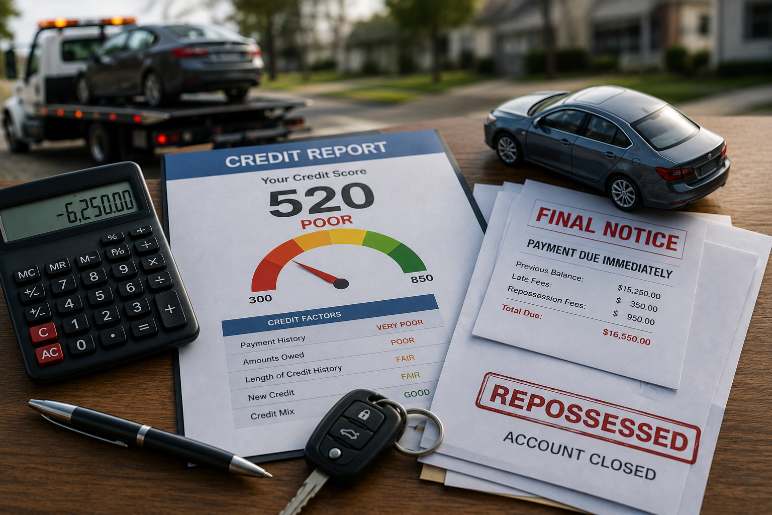 poor credit report due to vehicle repossession