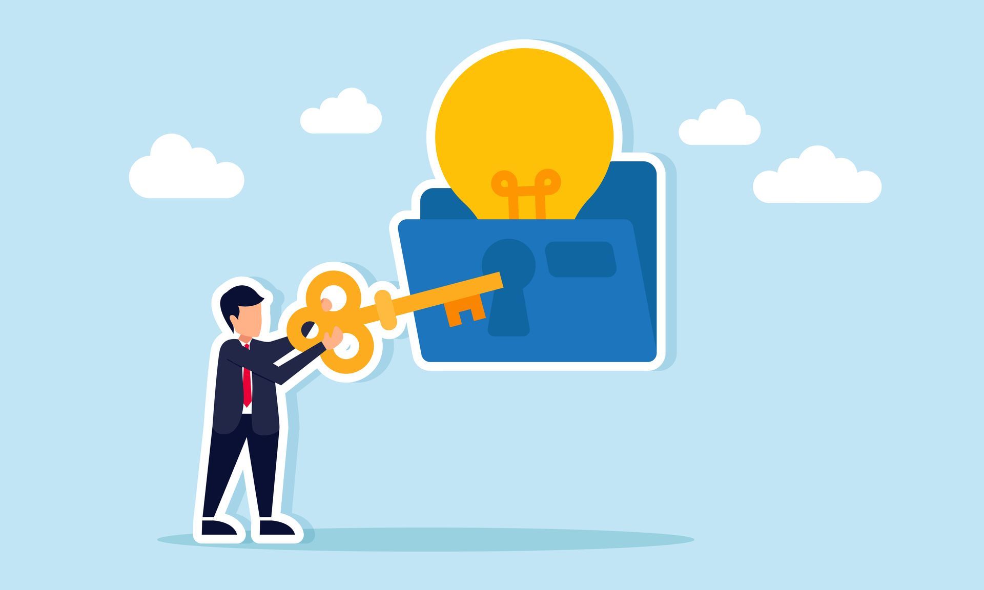 Illustrated man protecting his assets during bankruptcy