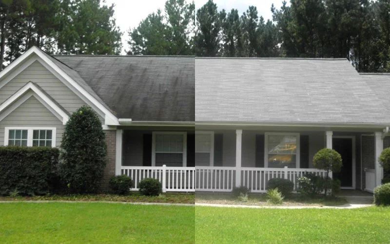 Roof Wash results after professional pressure washing in Dumfries, VA