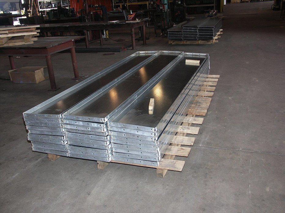 A bunch of metal sheets are stacked on top of each other