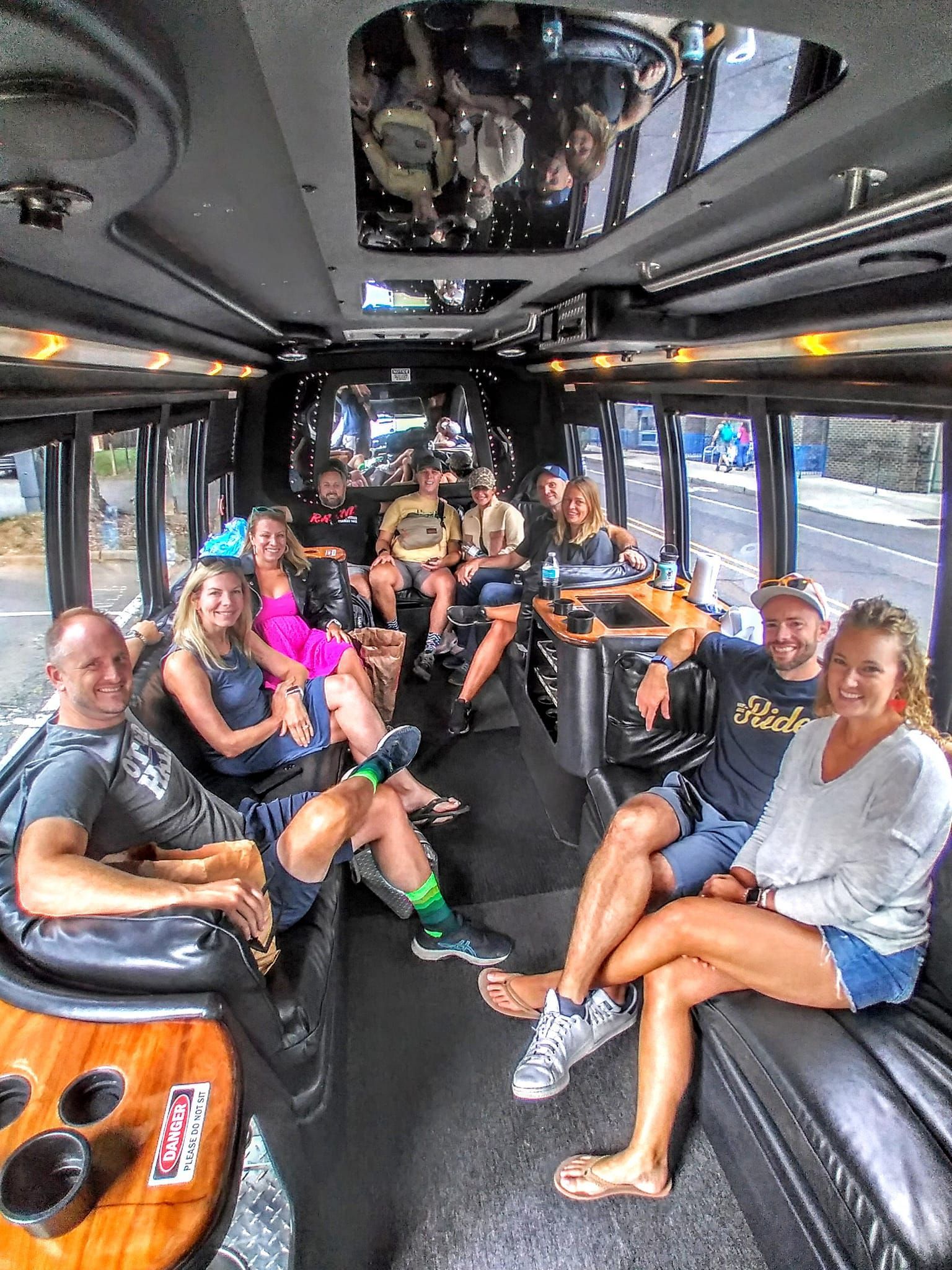 People inside a party bus