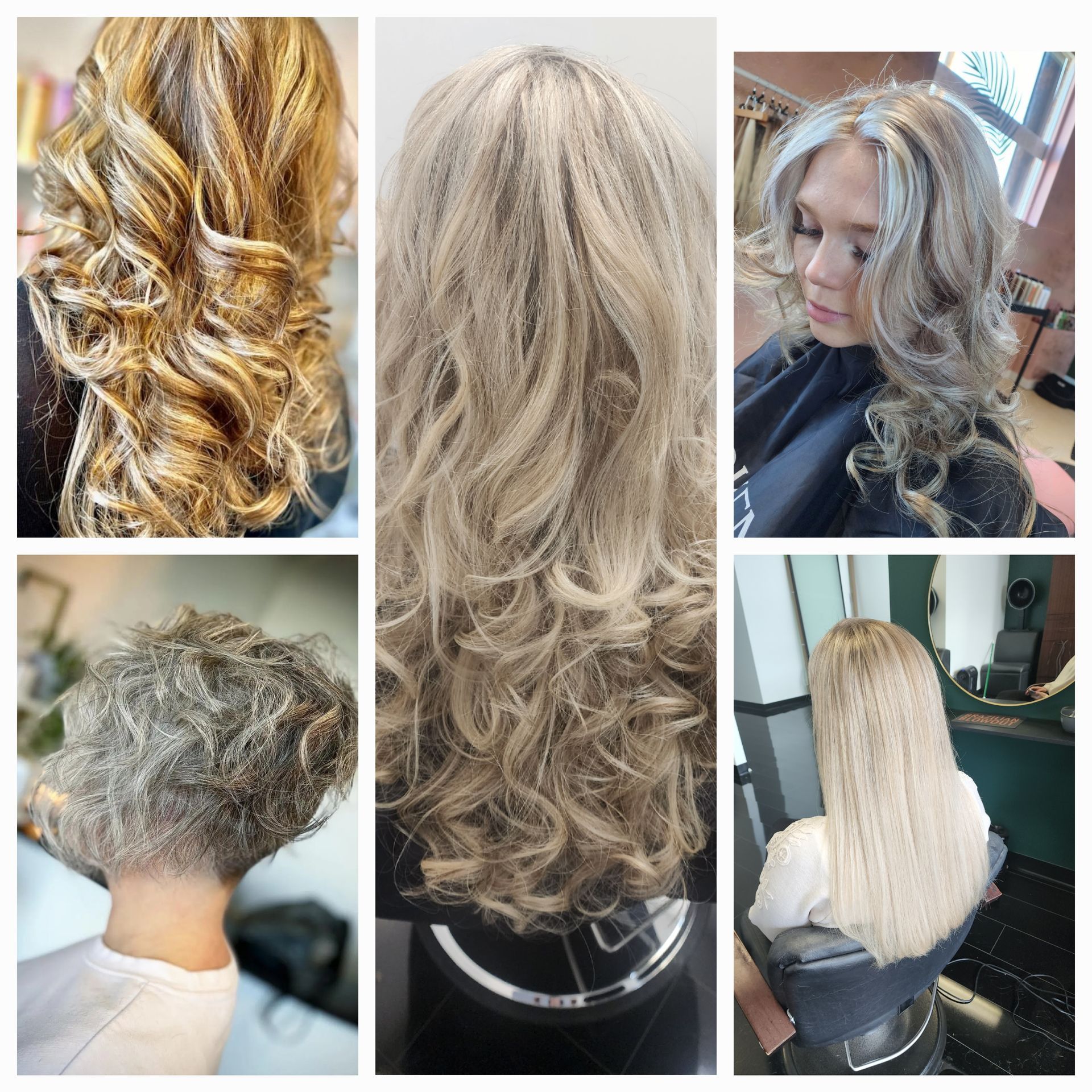 A collage of pictures of different hairstyles for women