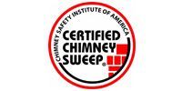 Certified Chimney Sweep badge logo in red, black, and white with a chimney icon.