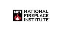 National Fireplace Institute logo with black, white, and red flame icon and text