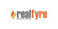 RealFyre logo with orange flame icon and gray/orange text on white background