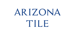 Logo for Arizona Tile in dark blue font on a white background.