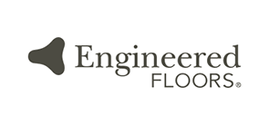 Engineered Floors logo with dark gray abstract shape and text.