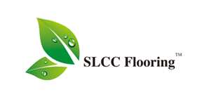 Logo of SLCC Flooring, with green leaves and water droplets.