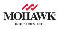 Mohawk Industries logo. Red abstract design above black text 