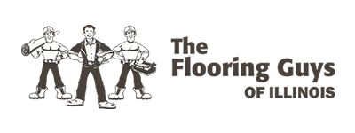 Logo of "The Flooring Guys of Illinois" featuring three construction workers.
