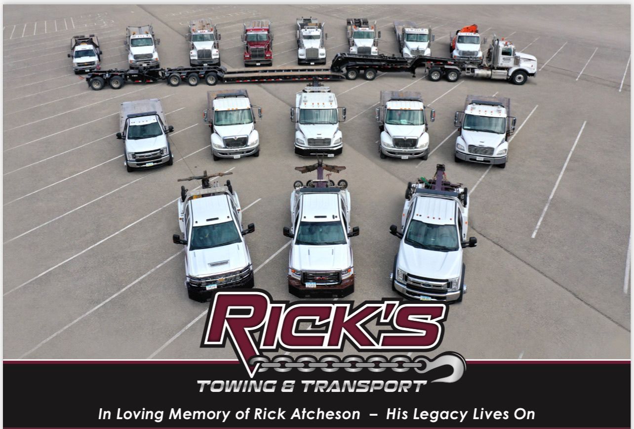 An advertisement for rick 's towing and transport