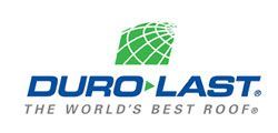 Logo for Duro-Last featuring a green globe icon above blue text reading 