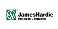 Logo for a James Hardie Preferred Contractor, featuring the green circular JH initials icon next to the text.