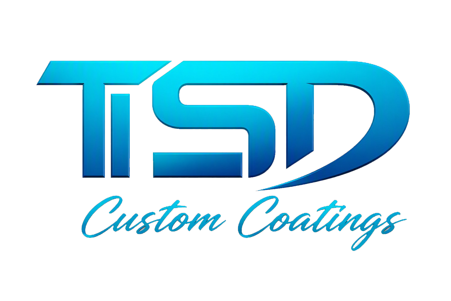 Turquoise "TSD" logo with curved "D" and "Custom Coatings" text.