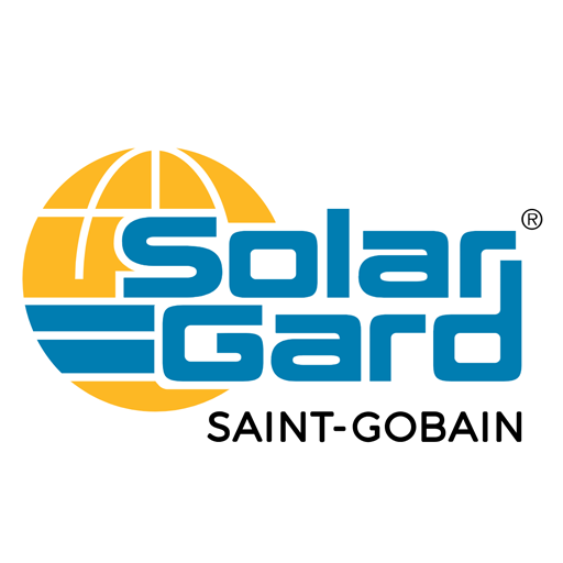 The logo for Solar Gard, a Saint-Gobain brand, featuring a stylized yellow globe and blue text on a white background.