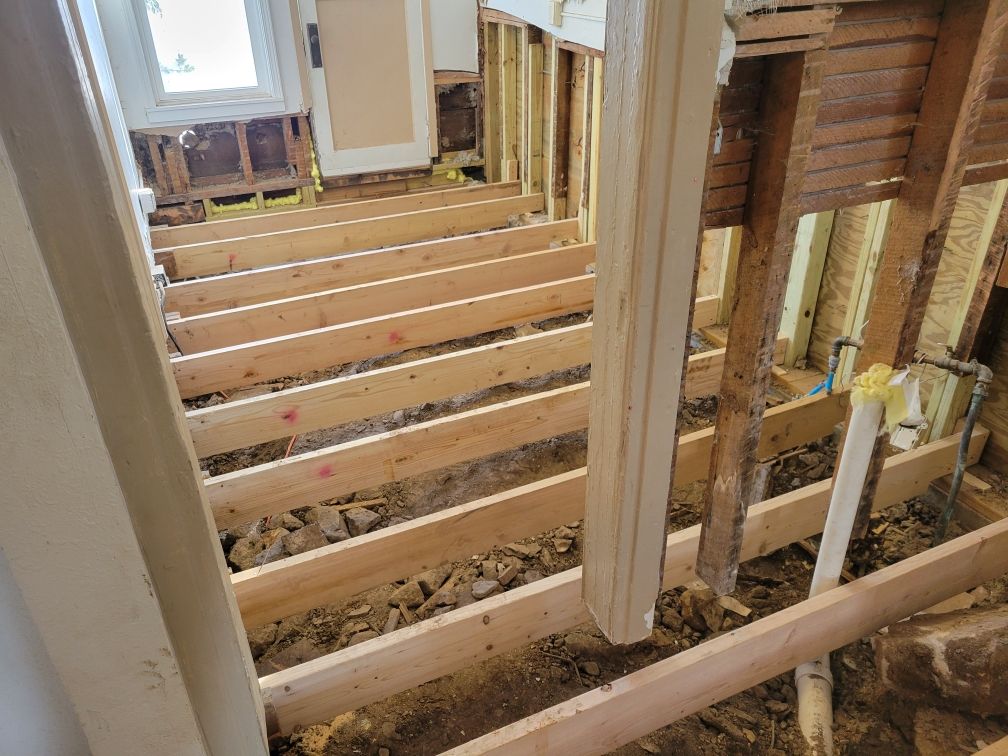 reframed the lower end of the house