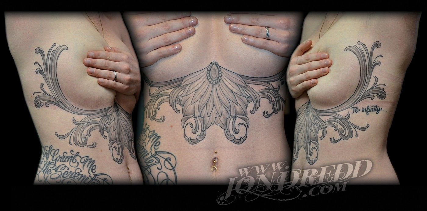 Gray Floral Underboob