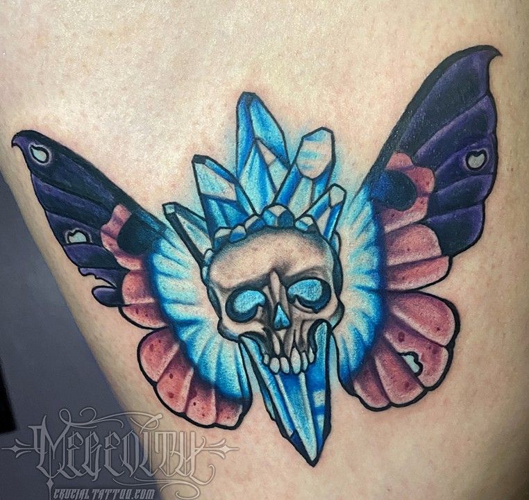 Blue crystal skull moth
