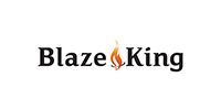 Blaze King logo with black text and an orange flame forming the “a” on a white background